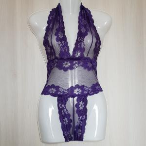 S-es Egyedi készítésű, lila színű szexi csipkés body