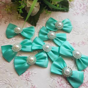 Sötét menta színű szatén masni dísz, dekoráció