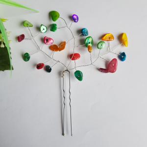 Színes, lapos gyöngyös, 3 ágú hajtű, drótos hajdísz