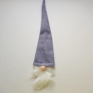 Szürke sapkás karácsonyi manó dísz pezsgősüvegre, borosüvegre