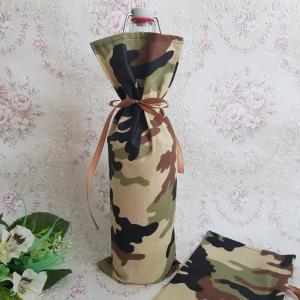 Terepmintás, terepszínű zsák, textil ajándéktasak borokhoz