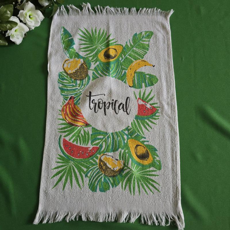 Trópusi gyümölcs mintás frottír pamut konyharuha, vintage törlőkendő
