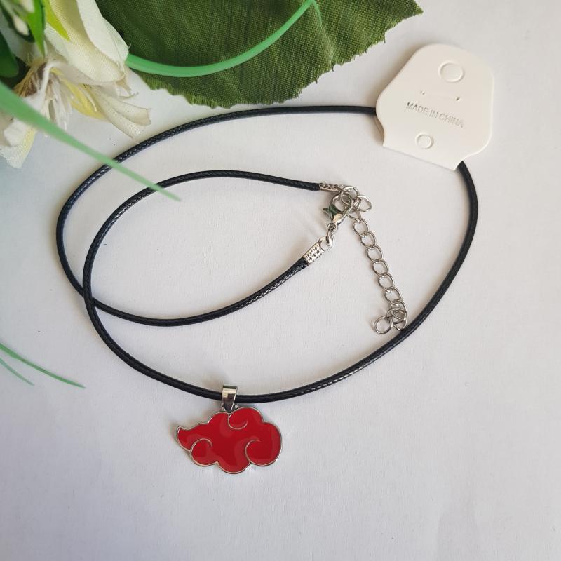 Tűzzománcos Akatsuki felhő medál viaszolt zsinóron - Naruto Anime nyaklánc