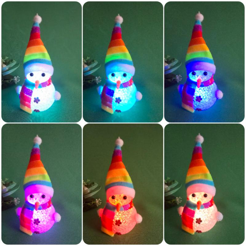 Világító hóember dísz, karácsonyi asztaldekoráció