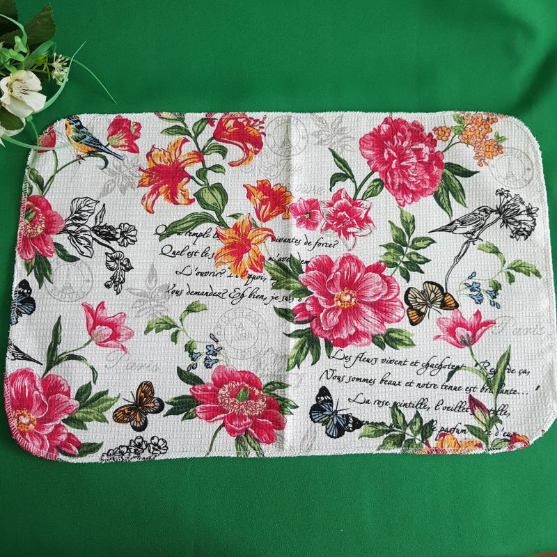 Virág mintás pamut konyharuha, törlőkendő