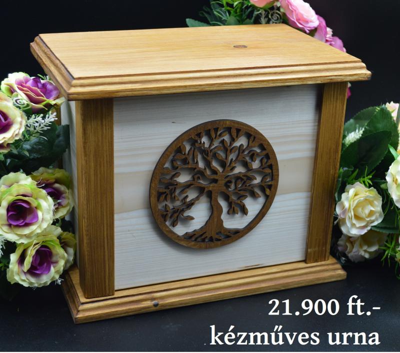 Életfa urna tömör fából készítve dió színben urnakoporsó