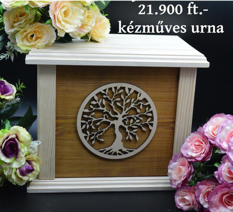 Urna fából kézzel készítve dió színben életfa urnakoporsó fa koporsó