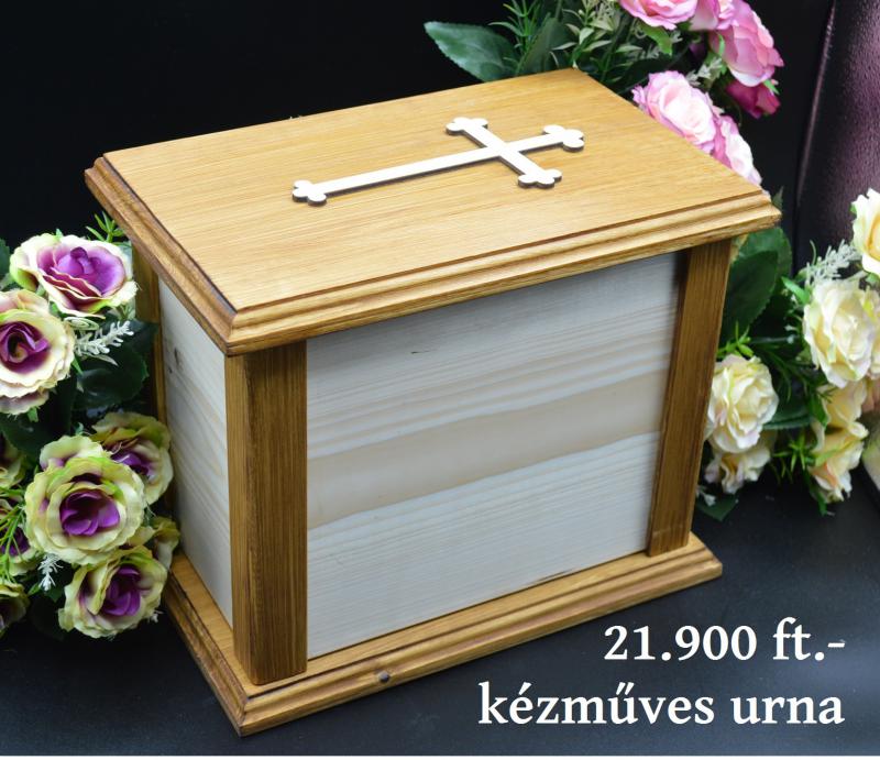 Urna fából kézzel készítve dió színben keresztes nagy urnakoporsó fa koporsó