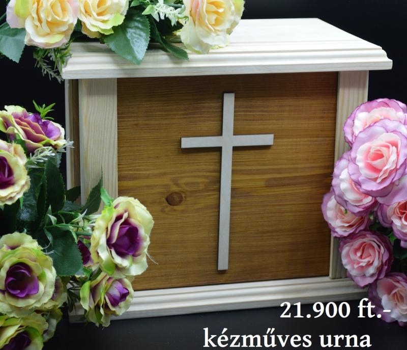 Urna fából kézzel készítve keresztes  urnakoporsó fa koporsó