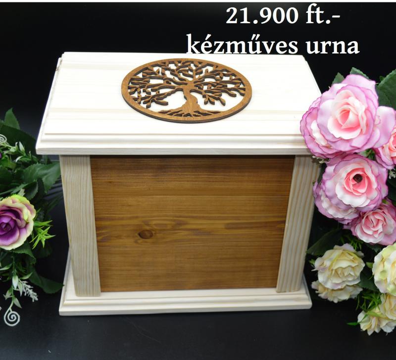 Urna tömör fából készítve dió színben életfa urnakoporsó fa koporsó