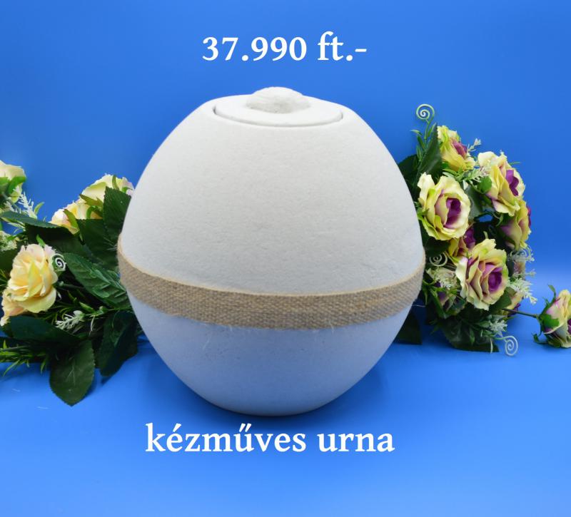 Vízi bio gömb lebomló urna, fehér kvarc homok kagylós dísszel