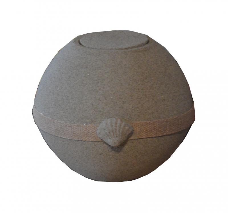 Vizi urnakoporsó, bio Urna gömb lebomló kvarc homok kagyló mintával