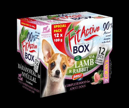 FitActive DOG FITABOX Lamb & Rabbit - nedves eledel (bárány,nyúl) válogatás szószban kutyák részére (12x100g)