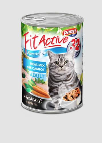 Fitactive konzerv Adult (csirke,pulyka,kacsa,liba,répa) konzerv - Felnőtt macskák részére (415g)