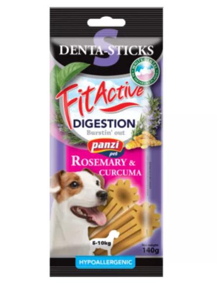 FitActive SNACK Denta-Sticks Hypoallergenic Digestion "S" - jutalomfalat (rozmaring, kurkuma) kutyák részére (140g)