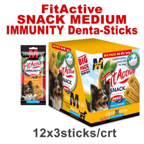 FitActive SNACK Denta-Sticks Hypoallergenic Immunity "M" - jutalomfalat (vörösáfonya, kurkuma) kutyák részére (12dbx150g)