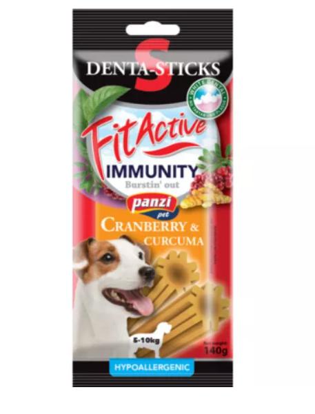 FitActive SNACK Denta-Sticks Hypoallergenic Immunity "S" - jutalomfalat (vörösáfonya, kurkuma) kutyák részére (140g)