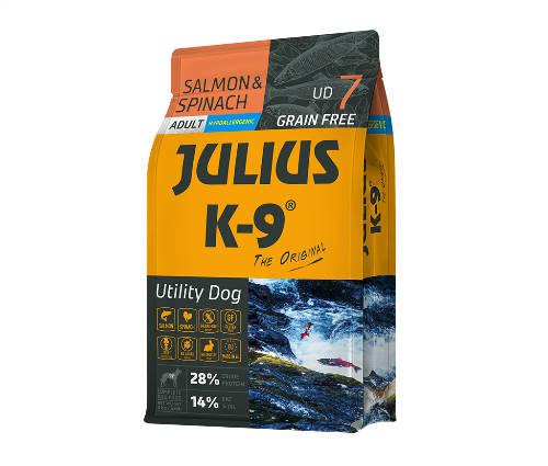 JULIUS K-9 3kg Utility Dog Hypoallergenic Salmon,spinach Adult (lazac,spenót) száraztáp - Felnőtt kutyák részére (Hipoallergén - 3kg)