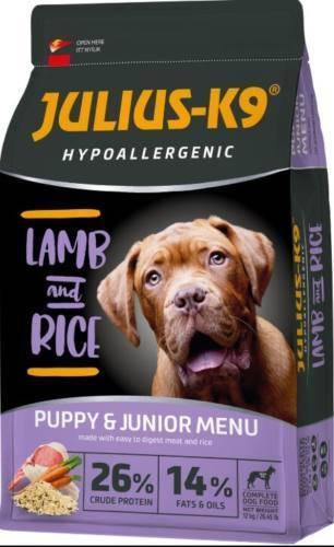 JULIUS K-9 Puppy Junior Hypoallergenic (bárány,rizs) száraztáp - Ételallergiás kölyök kutyák részére (Hipoallergén - 12kg)
