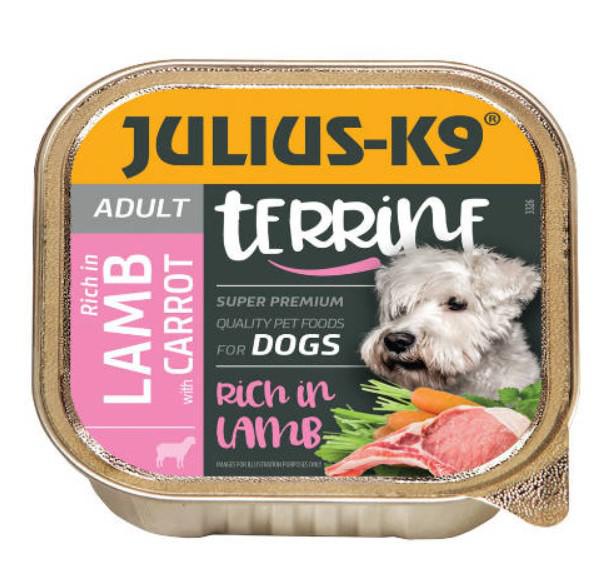 Julius-K9 Dog Terrine Adult Bárány- Répa nedveseledel felnőtt kutyák részére (150g)