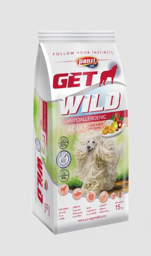 Panzi GetWild Hypoallergenic Lamb,rice Adult (bárány,rizs) száraztáp - Táplálék intoleranciás felnőtt kutyák részére (Hipoallergén - 15kg)
