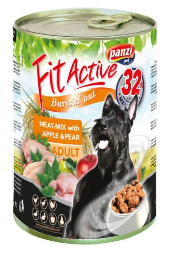 Panzi konzerv Fitactive Adult (liba,csirke,pulyka,kacsa,sárgarépa) konzerv - Felnőtt kutyák részére (415g)