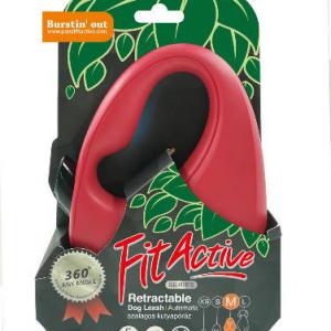 FitActive Retractable Dog Leash - automata szalagos póráz (piros) kutyák részére (L) 5 méter