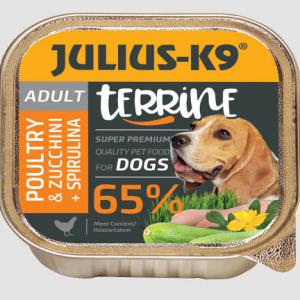 Julius-K9 Dog Terrine Adult Szárnyas és cukkini - nedveseledel felnőtt kutyák részére (150g)