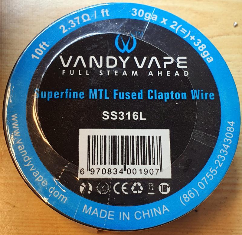 (d)     Vandy Vape - Superfine MTL Clapton huzal - Model : SS316L- Ellenállás huzal