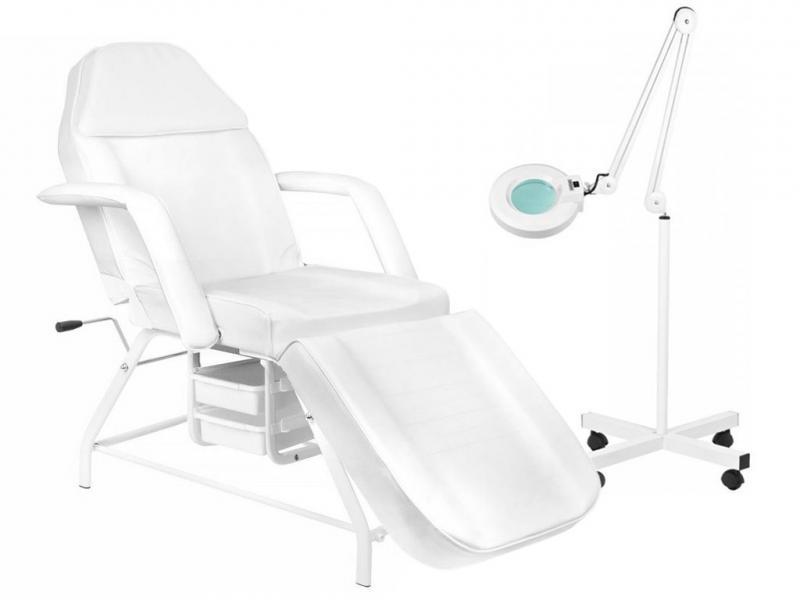 Kozmetikai kezelőágy tárolóval + Nagyítóslámpa 5D