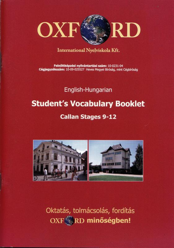 English-Hungarian Student's Vocabulary Booklet Callan Stages 9-12