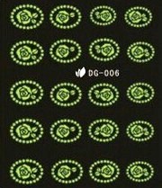 Sötétben világító, fluoreszkáló körömmatrica Virág DG-006