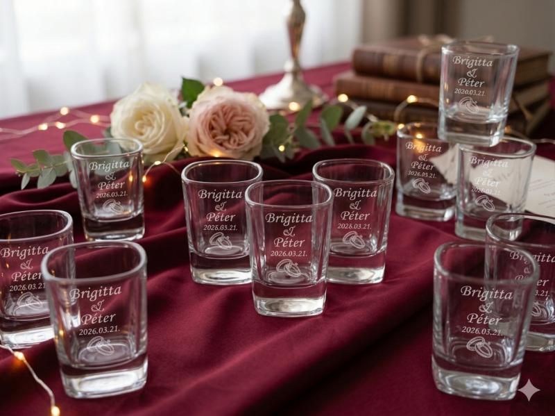 Egyedi esküvői feleses pohár