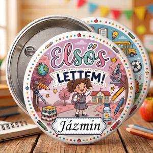 Egyedi Elsős lettem kitűző - lányos