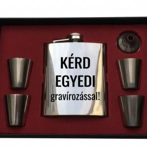 Prémium egyedi laposüveg flaska ajándékszett díszdobozban