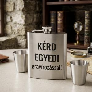 Prémium egyedi laposüveg flaska ajándékszett díszdobozban