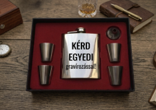 Prémium egyedi laposüveg flaska ajándékszett díszdobozban