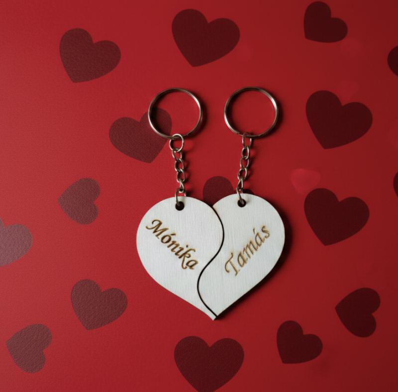 Yin Yang szív páros kulcstartó