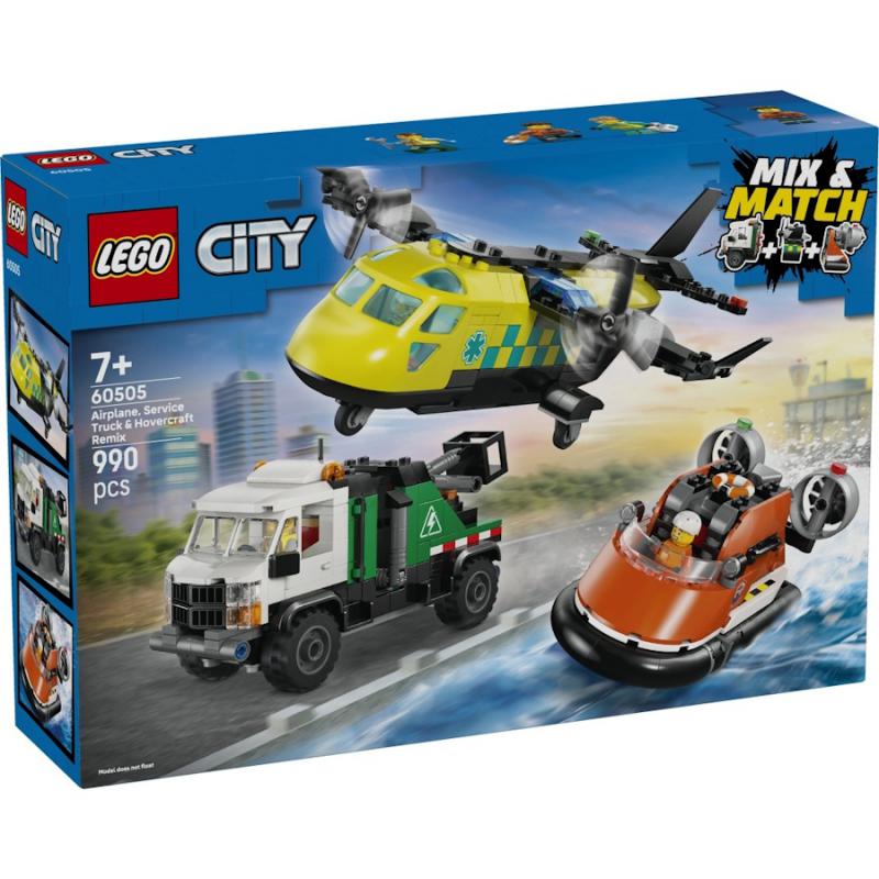 LEGO® City - Repülőgép, emelőkosaras kocsi és légpárnás jármű remix | #60505