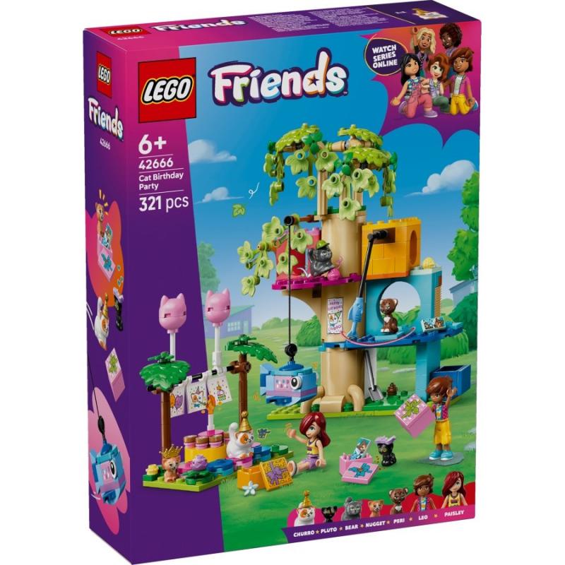LEGO® Friends - Születésnapi cicazsúr és lombház cicáknak | #42666