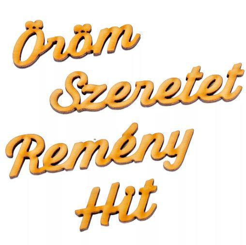 Adventi szavak natúr fa Hit,Remény,Szeretet,Öröm 4-9cm 4db-os