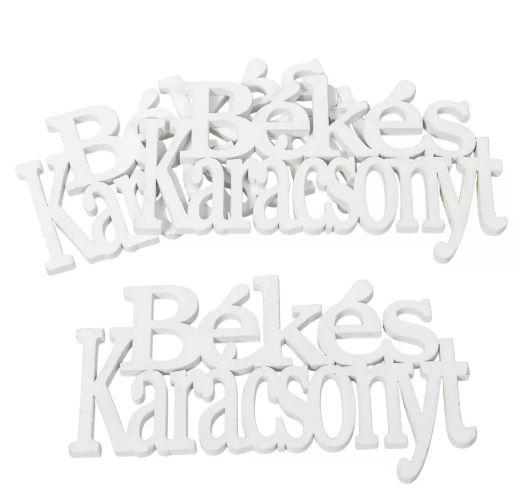Békés Karácsonyt felirat fehér 14cm 3db-os
