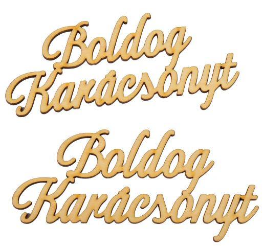 Bodog Karácsonyt felirat natúr fa 14cm 2db-os