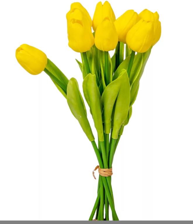Élethű gumi tulipán csokor-sárga