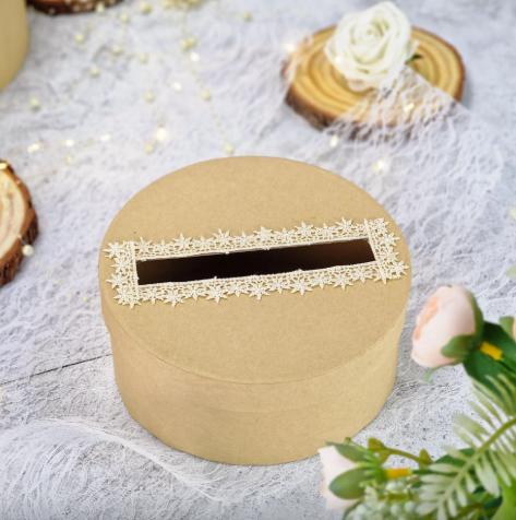 Esküvői persely natur csipkés 20cm