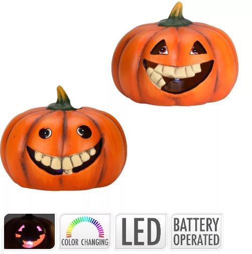 Halloween tök fogakkal ker. LED-es M14cm
