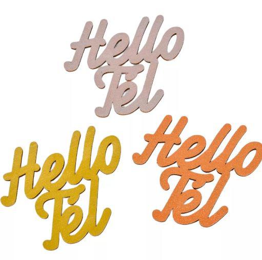 Hello Tél felirat arany színes 8cm 3db-os