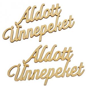 Áldott Ünnepeket felirat natúr fa 13cm 2db-os