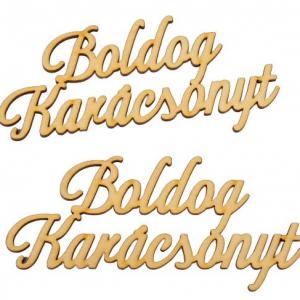 Bodog Karácsonyt felirat natúr fa 14cm 2db-os
