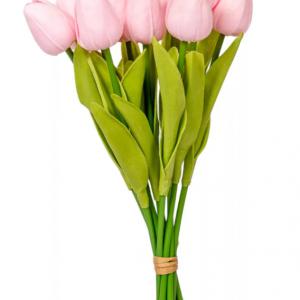 Élethű gumi tulipán csokor-rózsaszín